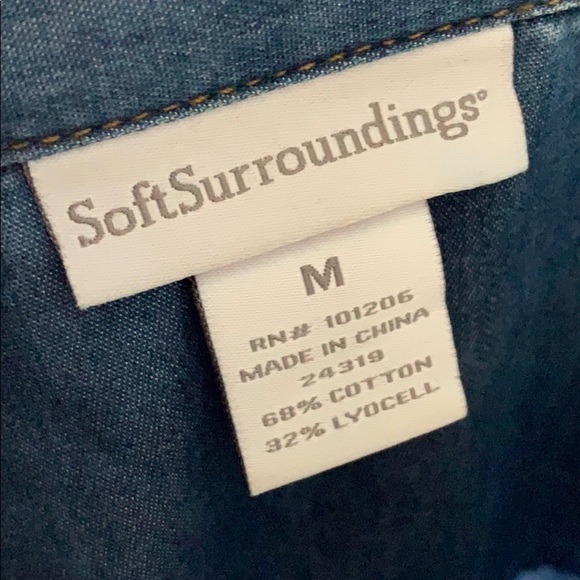 Soft Surroundings Chambray Button Down Shirt Med - Picture 4 of 6